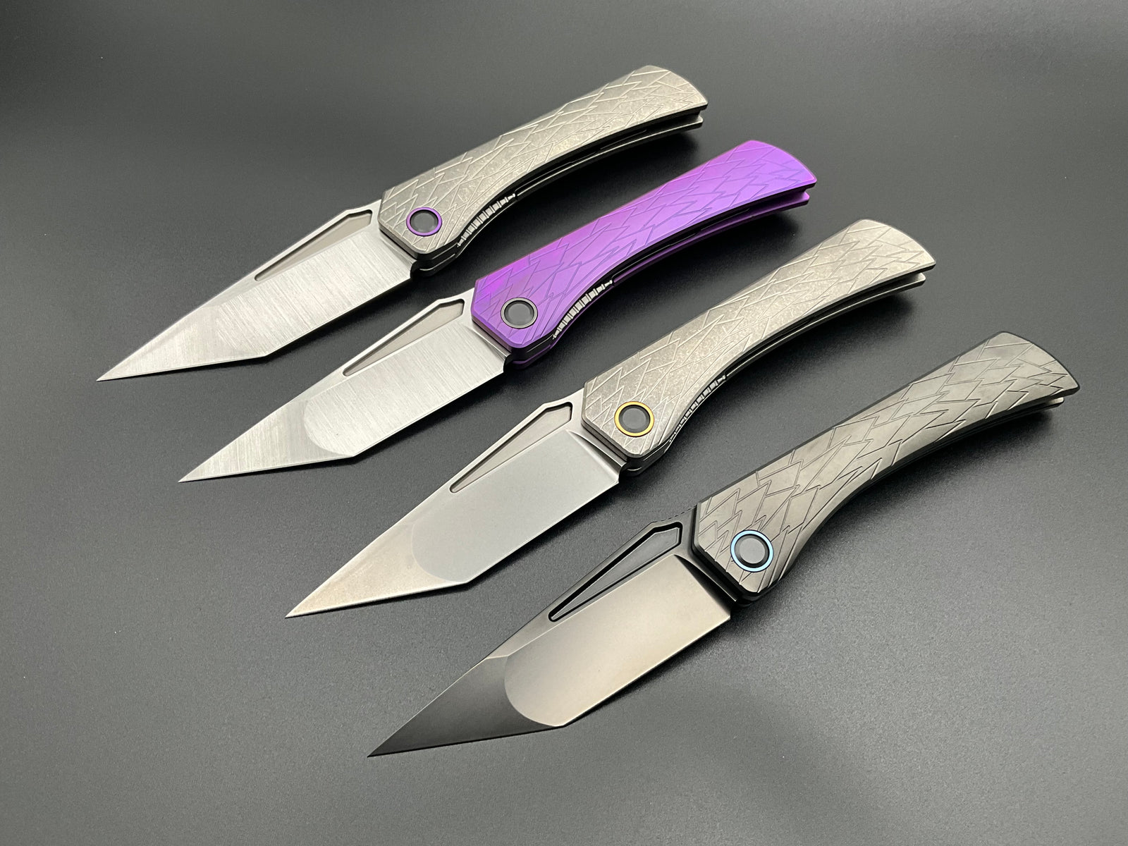 Ketuo Usurper collection with Dragon Shard titanium milling and tanto blades